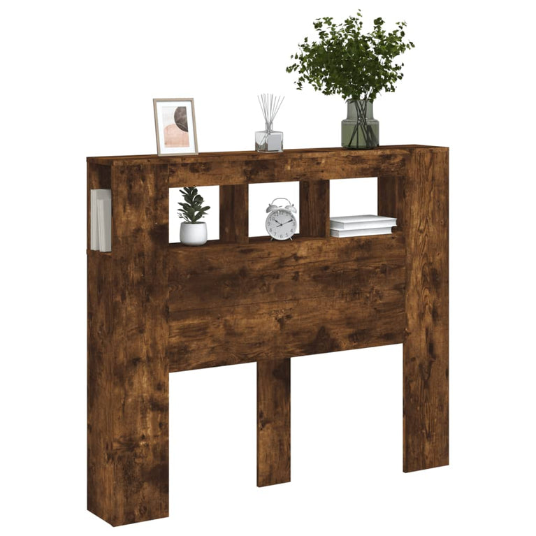 Hoofdeinde met LED 120x18,5x103,5 cm bewerkt hout gerookt eiken