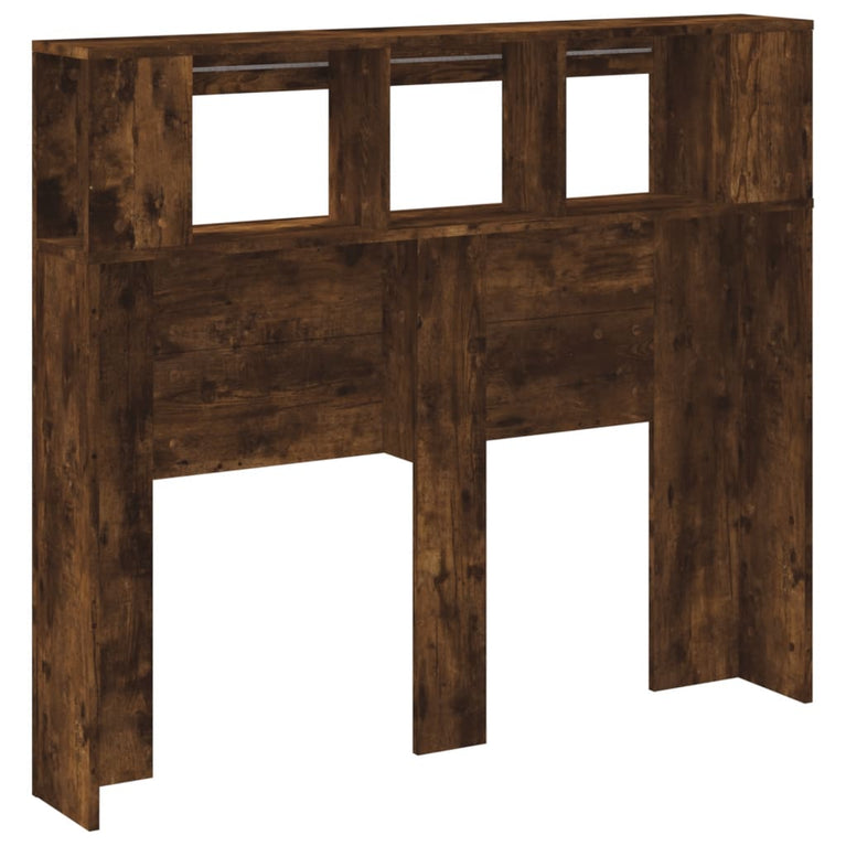 Hoofdeinde met LED 120x18,5x103,5 cm bewerkt hout gerookt eiken