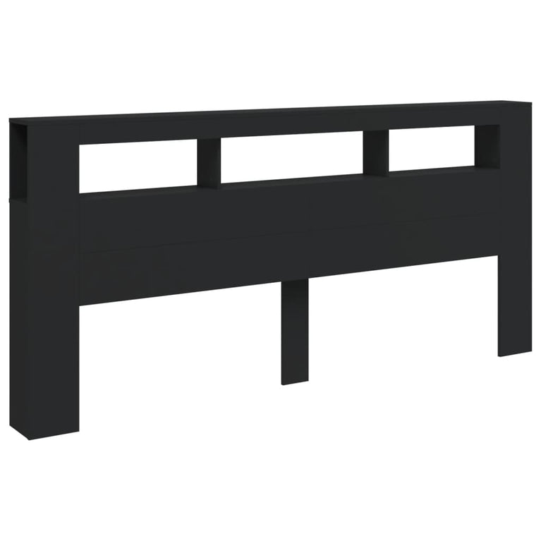 Hoofdeinde met LED 220x18,5x103,5 cm bewerkt hout zwart