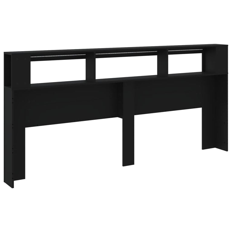 Hoofdeinde met LED 220x18,5x103,5 cm bewerkt hout zwart