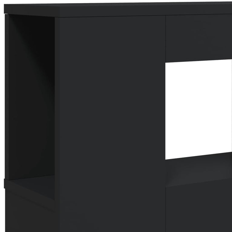Hoofdeinde met LED 220x18,5x103,5 cm bewerkt hout zwart