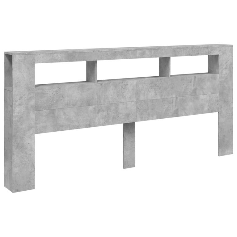 Hoofdeinde met LED 220x18,5x103,5 cm bewerkt hout betongrijs