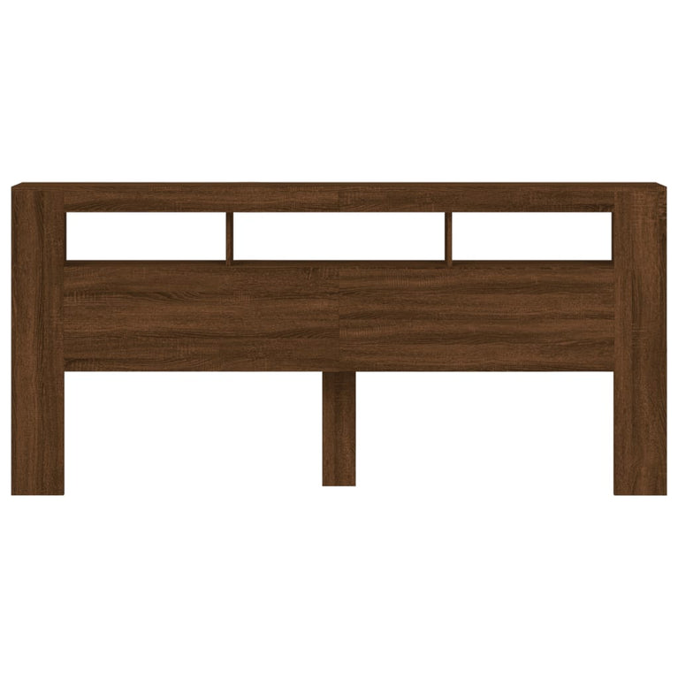 Hoofdeinde met LED 220x18,5x103,5 cm bewerkt hout bruineiken