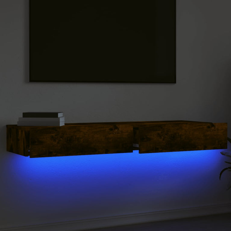 Tv-meubels 2 st met LED 60x35x15,5 cm gerookt eikenkleur MeubelReus