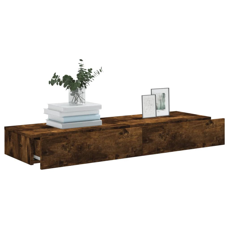 Tv-meubels 2 st met LED 60x35x15,5 cm gerookt eikenkleur MeubelReus