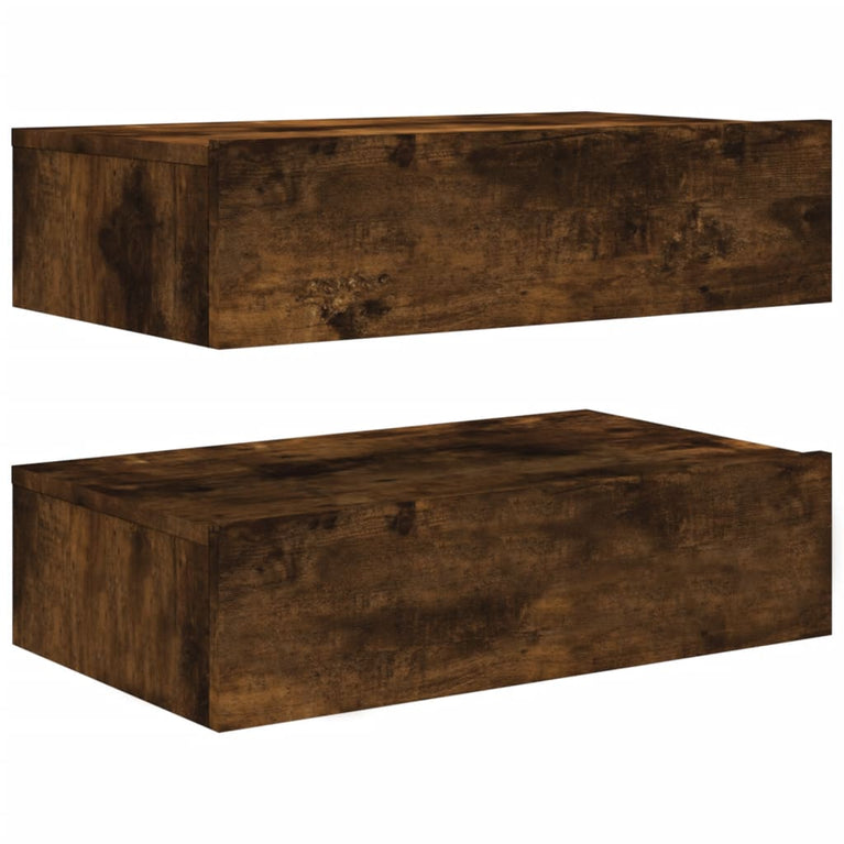 Tv-meubels 2 st met LED 60x35x15,5 cm gerookt eikenkleur MeubelReus