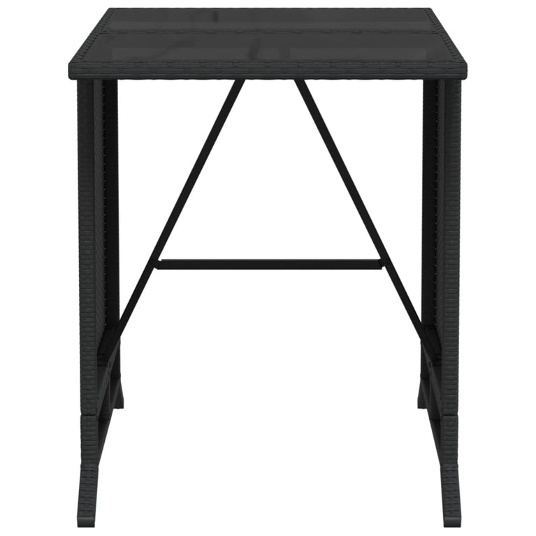 3-delige Bistroset met kussens poly rattan zwart