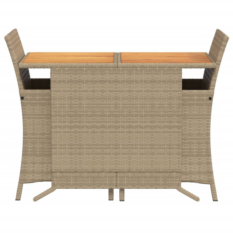 3-delige Bistroset met kussens poly rattan beige