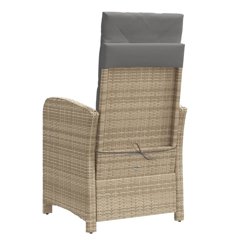 Tuinstoelen 2 st verstelbaar kussens poly rattan gemengd beige