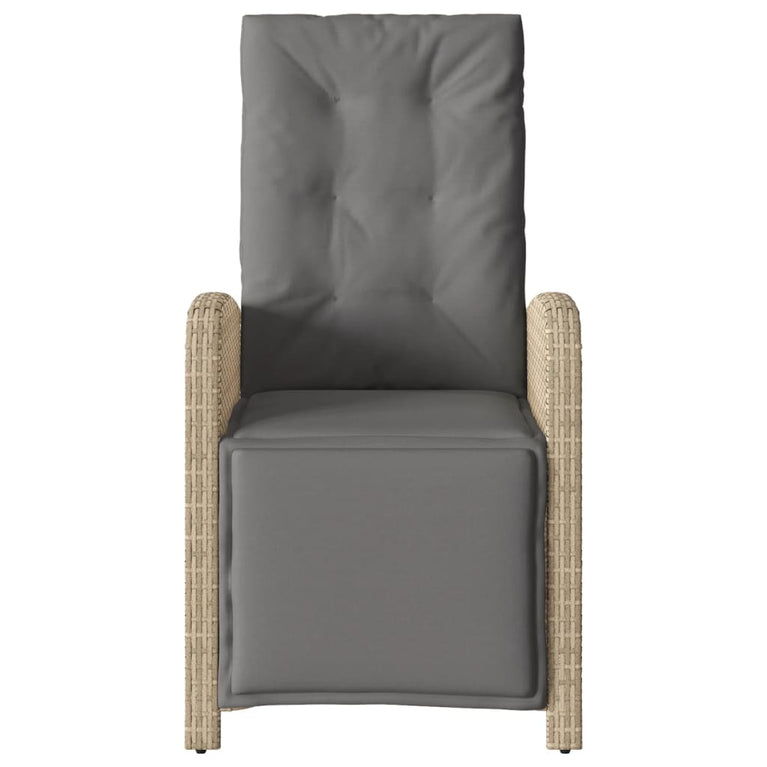 Tuinstoel verstelbaar met voetensteun poly rattan gemengd beige