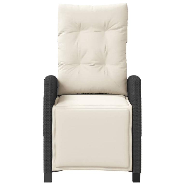 Tuinstoel verstelbaar met voetensteun poly rattan zwart