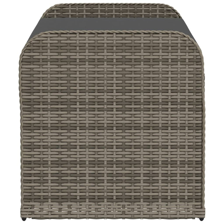 Opbergbankje met kussen 115x51x52 cm poly rattan grijs