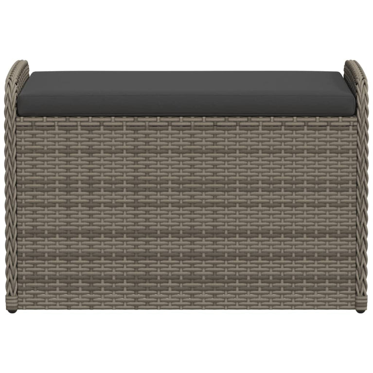 Opbergbankje met kussen 80x51x52 cm poly rattan grijs