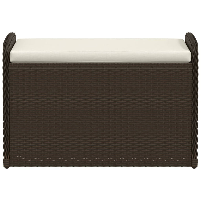 Opbergbankje met kussen 80x51x52 cm poly rattan bruin