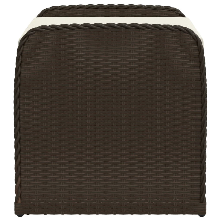 Opbergbankje met kussen 80x51x52 cm poly rattan bruin
