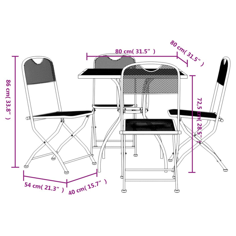 5-delige Tuinset metaalgaas antracietkleurig MeubelReus