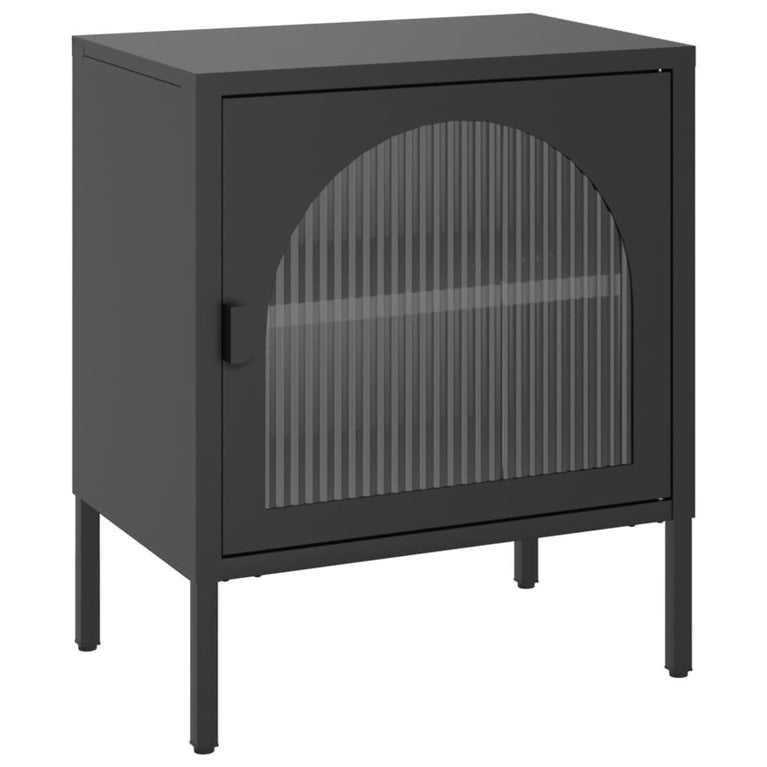 Nachtkastjes 2 st 50x35x60 cm glas en staal zwart