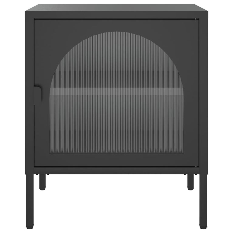 Nachtkastjes 2 st 50x35x60 cm glas en staal zwart