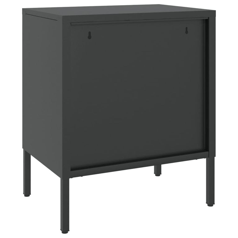 Nachtkastjes 2 st 50x35x60 cm glas en staal zwart