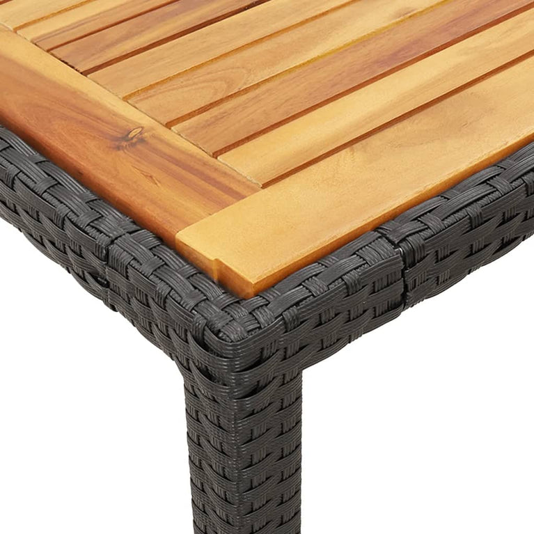 3-delige Bistroset met kussens poly rattan zwart