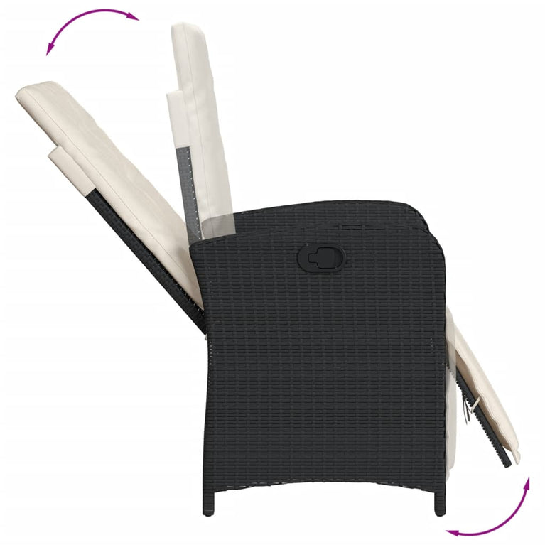 3-delige Bistroset met kussens poly rattan zwart