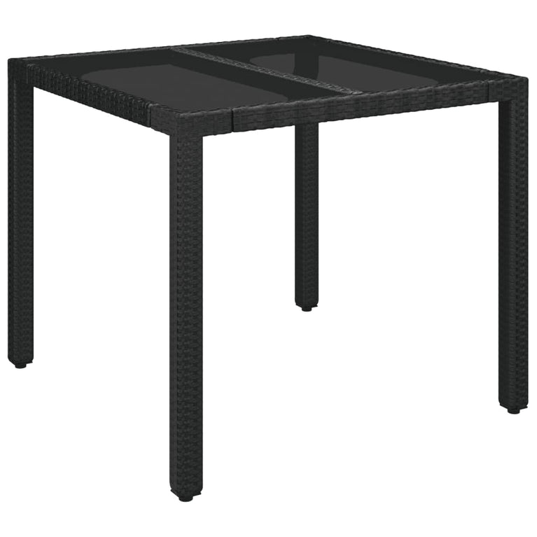 3-delige Bistroset met kussens poly rattan zwart