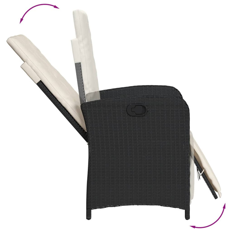 3-delige Bistroset met kussens poly rattan zwart