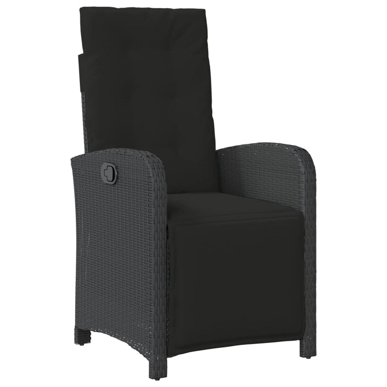 3-delige Bistroset met kussens poly rattan zwart