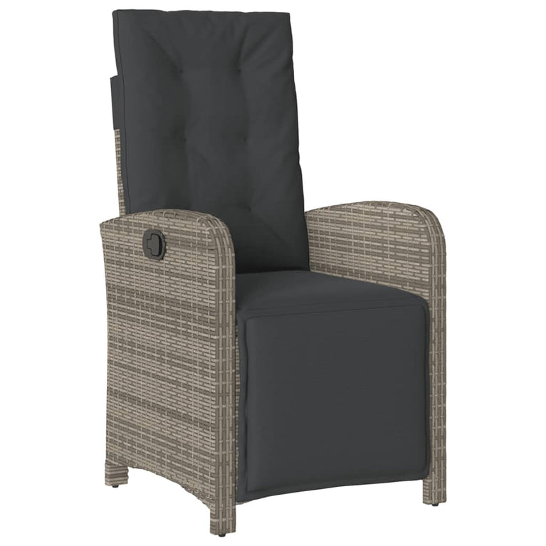 3-delige Bistroset met kussens poly rattan grijs