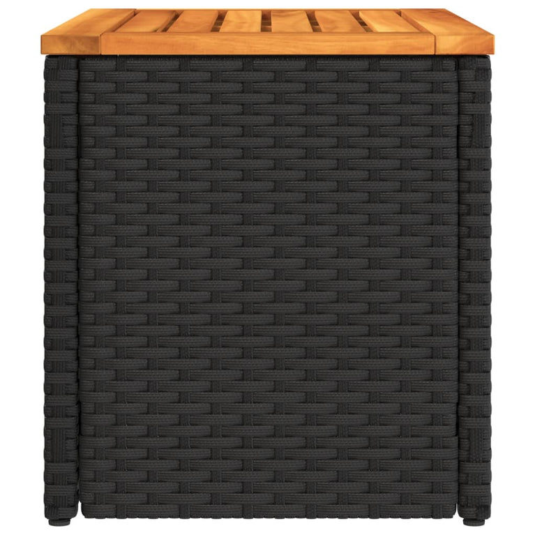 Tuinbijzettafels 2 st 55x34x37 cm hout poly rattan zwart