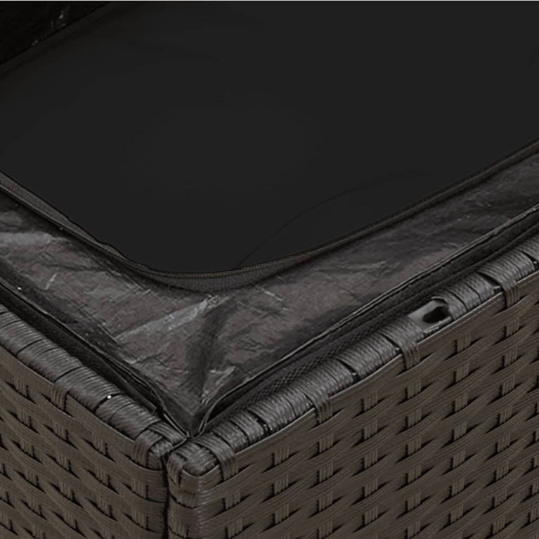 Tuinbank zonder armleuning met kussens poly rattan zwart