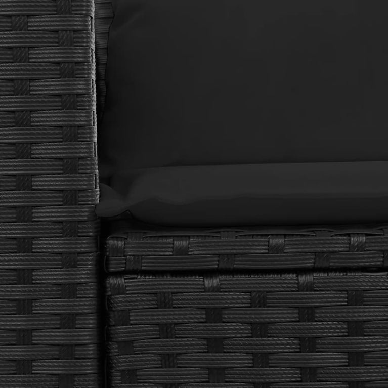 Tuinbank 2-zits met kussens poly rattan zwart