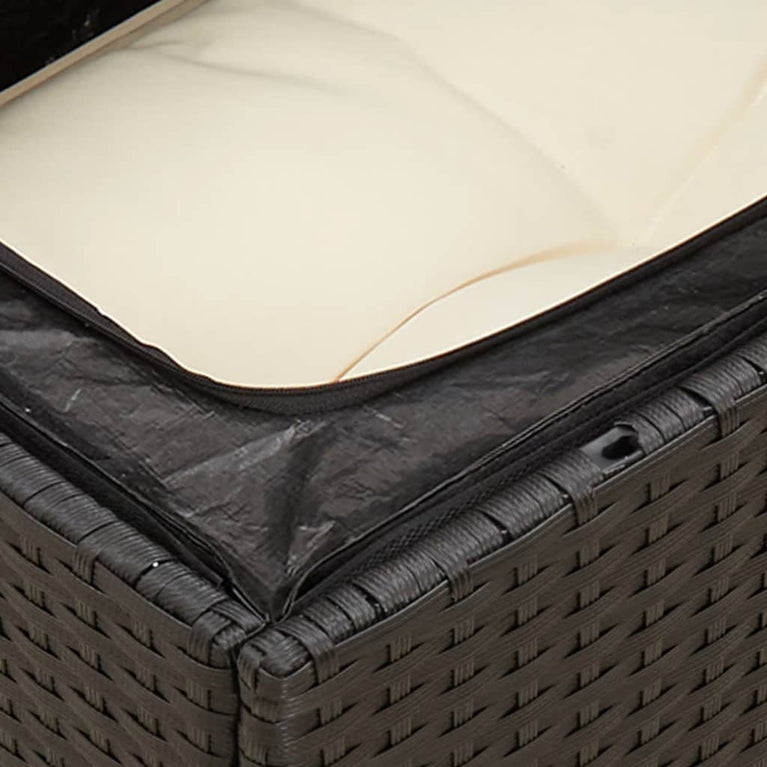 Tuinbank 2-zits met kussens poly rattan zwart