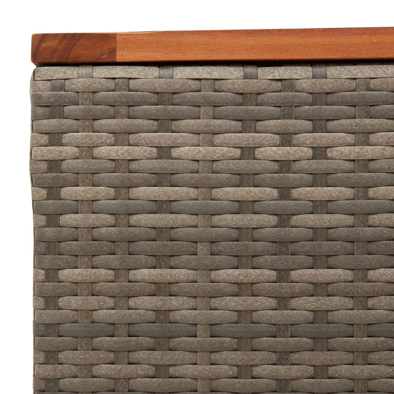 Tuintafel 55x55x37 cm poly rattan en acaciahout grijs