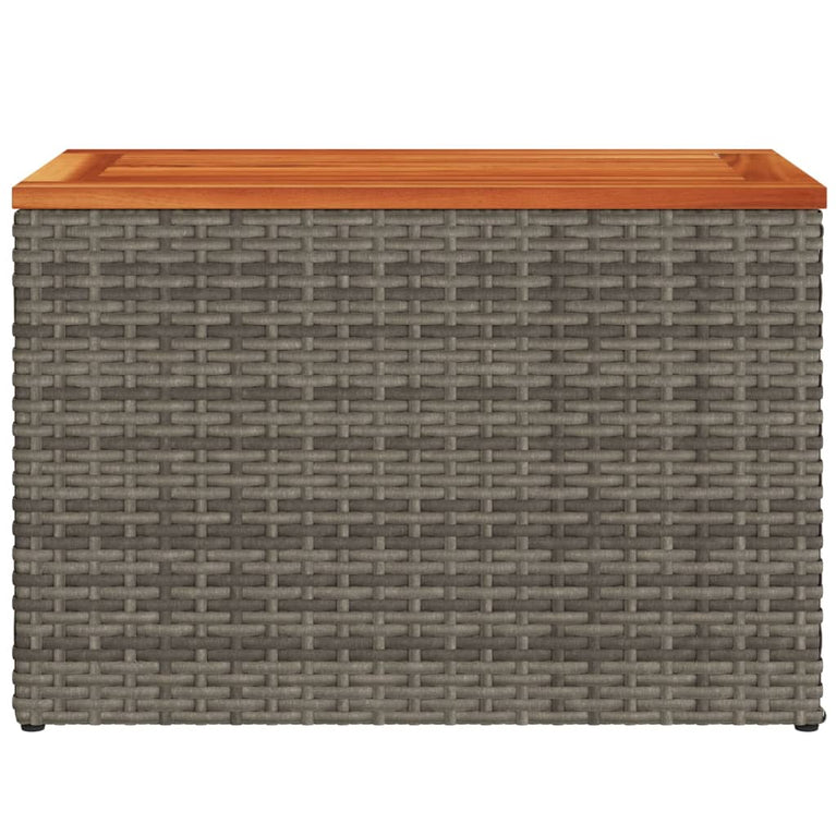 Tuinbijzettafels 2 st 55x34x37 cm poly rattan en hout grijs