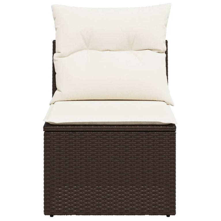 Tuinbank zonder armleuning met kussens poly rattan bruin