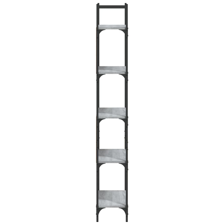 Boekenkast 5-laags 60,5x24x166,5 cm bewerkt hout grijs sonoma