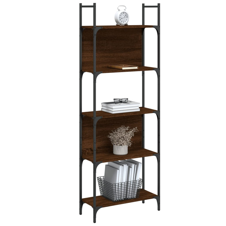 Boekenkast 5-laags 60,5x24x166,5 cm bewerkt hout bruineiken