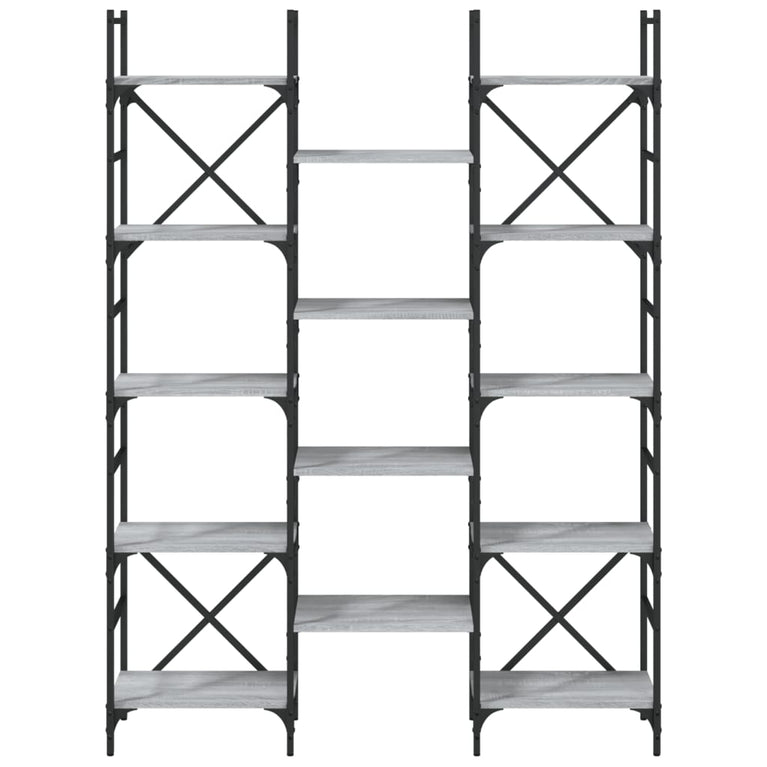 Boekenkast 127,5x28,5x172,5 cm bewerkt hout grijs sonoma eiken