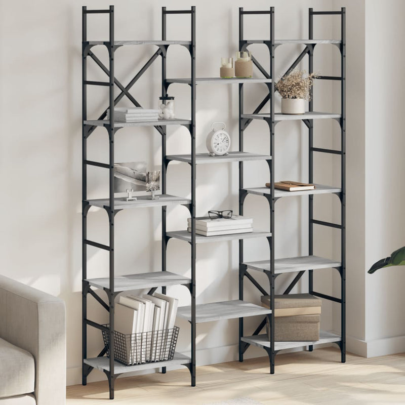 Boekenkast 127,5x28,5x172,5 cm bewerkt hout grijs sonoma eiken