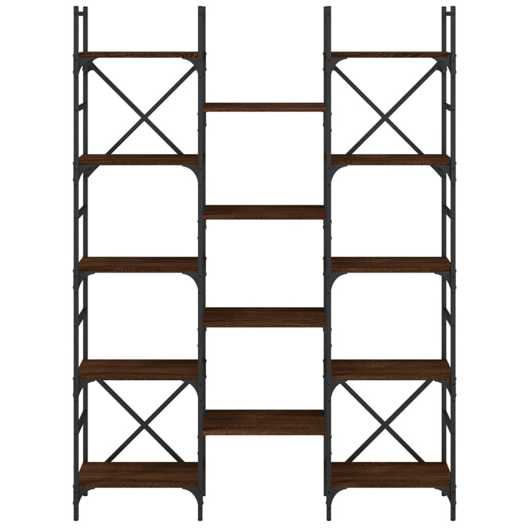 Boekenkast 127,5x28,5x172,5 cm bewerkt hout bruineikenkleurig
