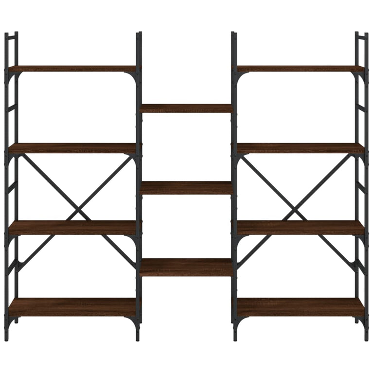 Boekenkast 160x28,5x136,5 cm bewerkt hout bruineikenkleurig