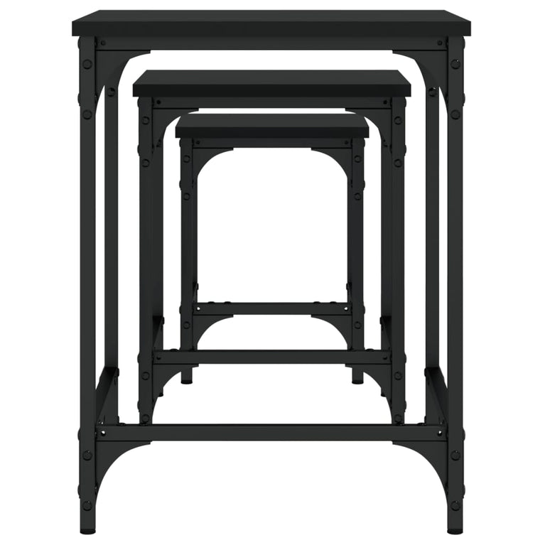 3-delige Tafeltjesset bewerkt hout zwart