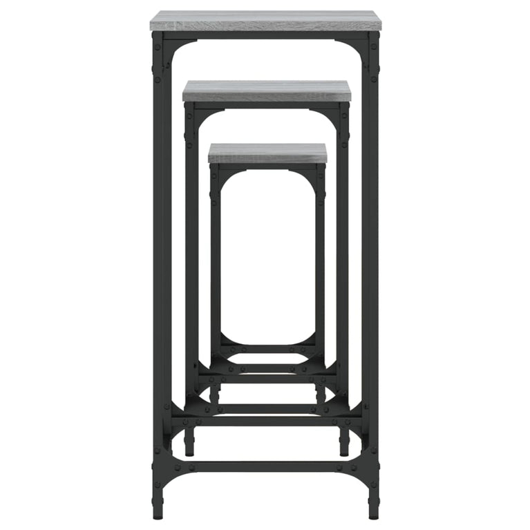 3-delige Tafeltjesset bewerkt hout grijs sonoma eikenkleurig