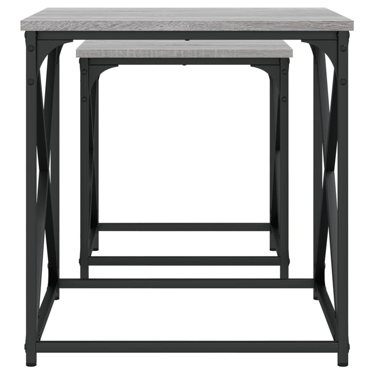 2-delige Tafeltjesset bewerkt hout grijs sonoma eikenkleurig