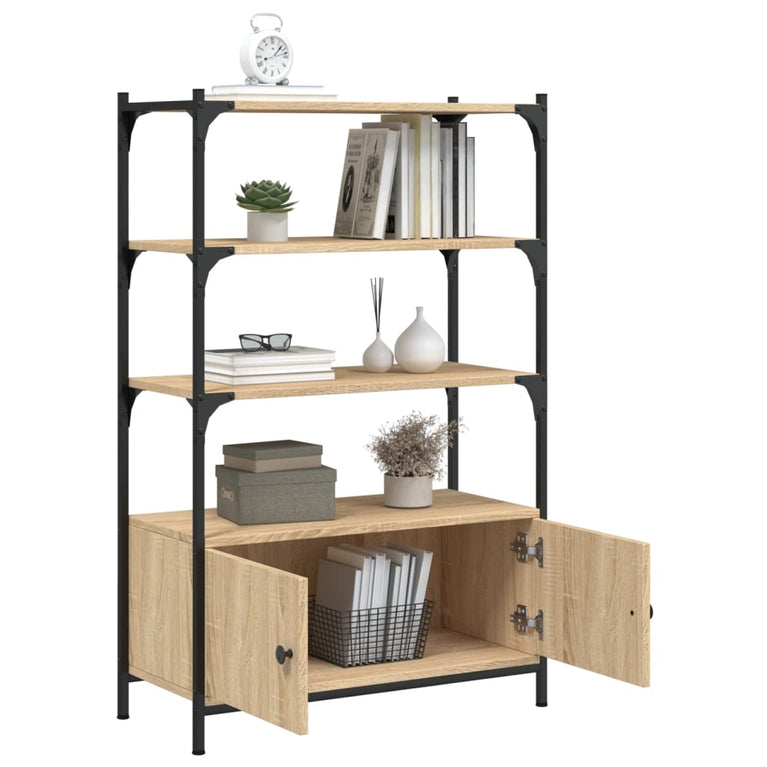 Boekenkast 3-laags 70x30x109,5 cm bewerkt hout sonoma eiken