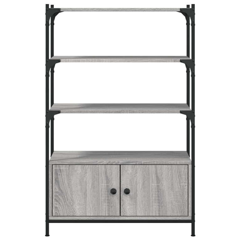 Boekenkast 3-laags 70x30x109,5 cm bewerkt hout grijs sonoma