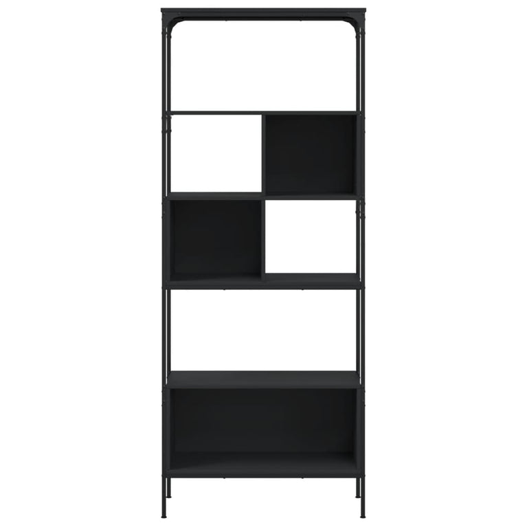 Boekenkast 5-laags 76x33x188,5 cm bewerkt hout zwart