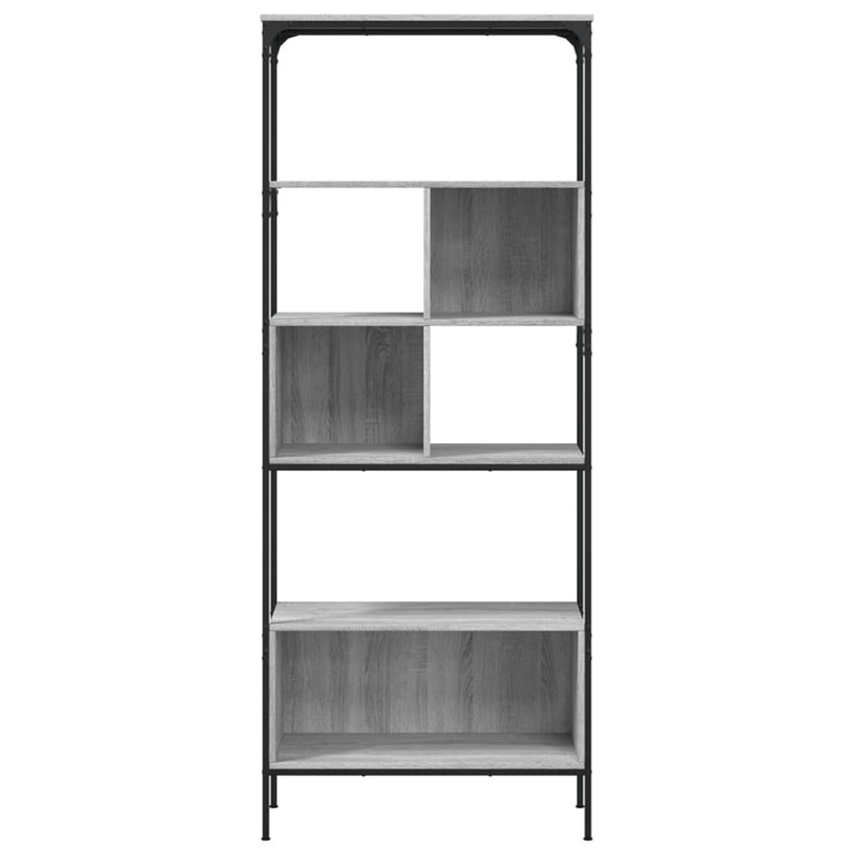 Boekenkast 5-laags 76x33x188,5 cm bewerkt hout grijs sonoma