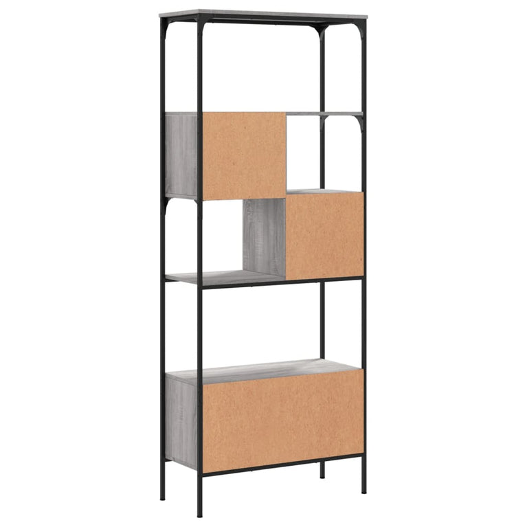 Boekenkast 5-laags 76x33x188,5 cm bewerkt hout grijs sonoma
